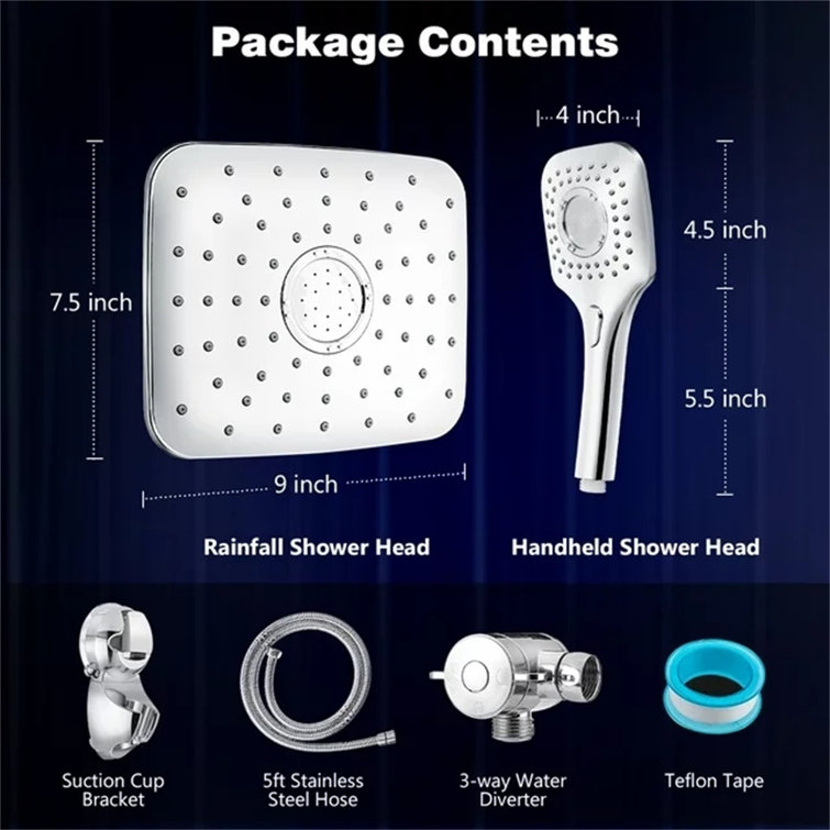 Hoomic Rain Dual Shower Head 2 5 Gpm Gpm Wayfair Canada